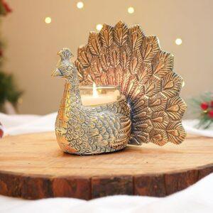 BEHOMA Metal Dancing Peacock Figurine for Good Luck